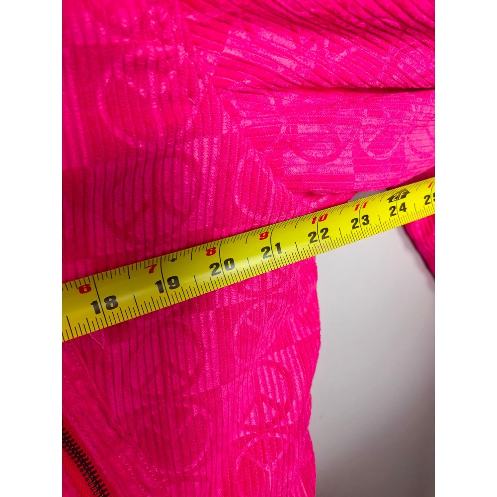 Urban Outfitters Pink Corduroy Peace Sign Quilted Crop Jacket‎ Neon L - Picture 7 of 10